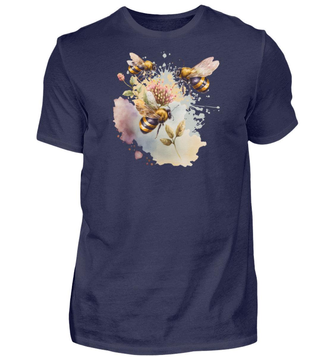 Bienen Wasserfarben 1 · Herren T-Shirt-Herren Basic T-Shirt-Navy-S-Agrarstarz