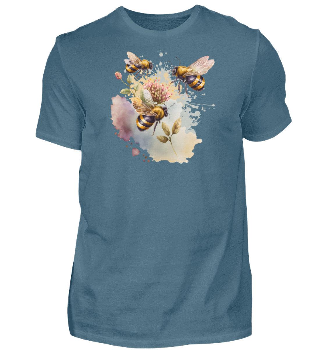 Bienen Wasserfarben 1 · Herren T-Shirt-Herren Basic T-Shirt-Stone Blue-S-Agrarstarz