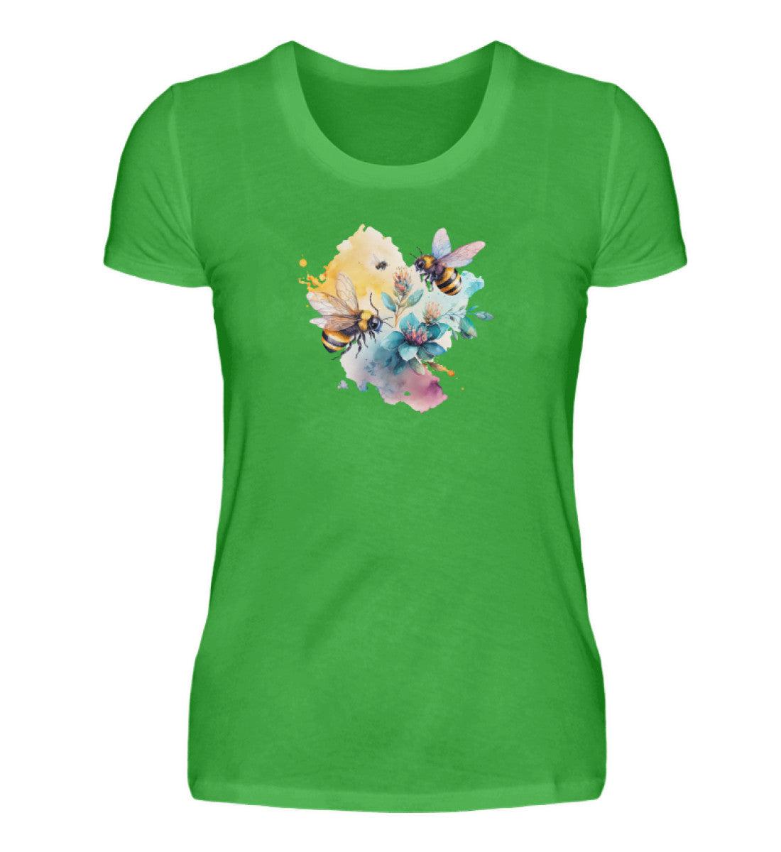 Bienen Wasserfarben 2 · Damen T-Shirt-Damen Basic T-Shirt-Green Apple-S-Agrarstarz
