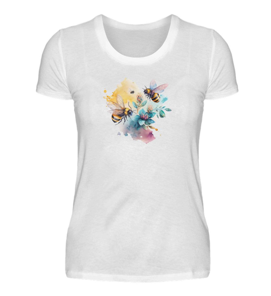 Bienen Wasserfarben 2 · Damen T-Shirt-Damen Basic T-Shirt-White-S-Agrarstarz