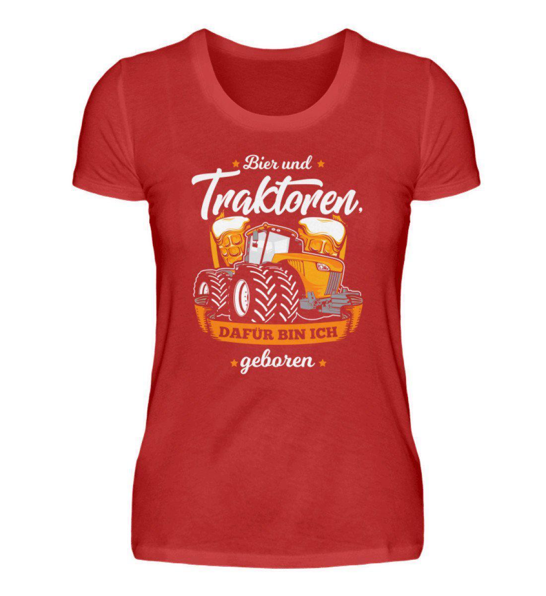 Bier und Traktoren · Damen T-Shirt-Damen Basic T-Shirt-Red-S-Agrarstarz