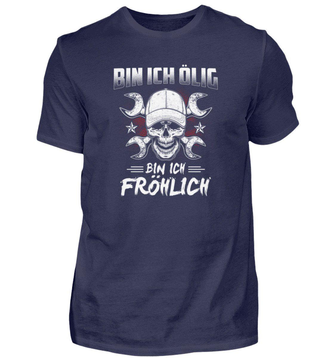 Bin ich ölig bin ich fröhlich · Herren T-Shirt-Herren Basic T-Shirt-Navy-S-Agrarstarz