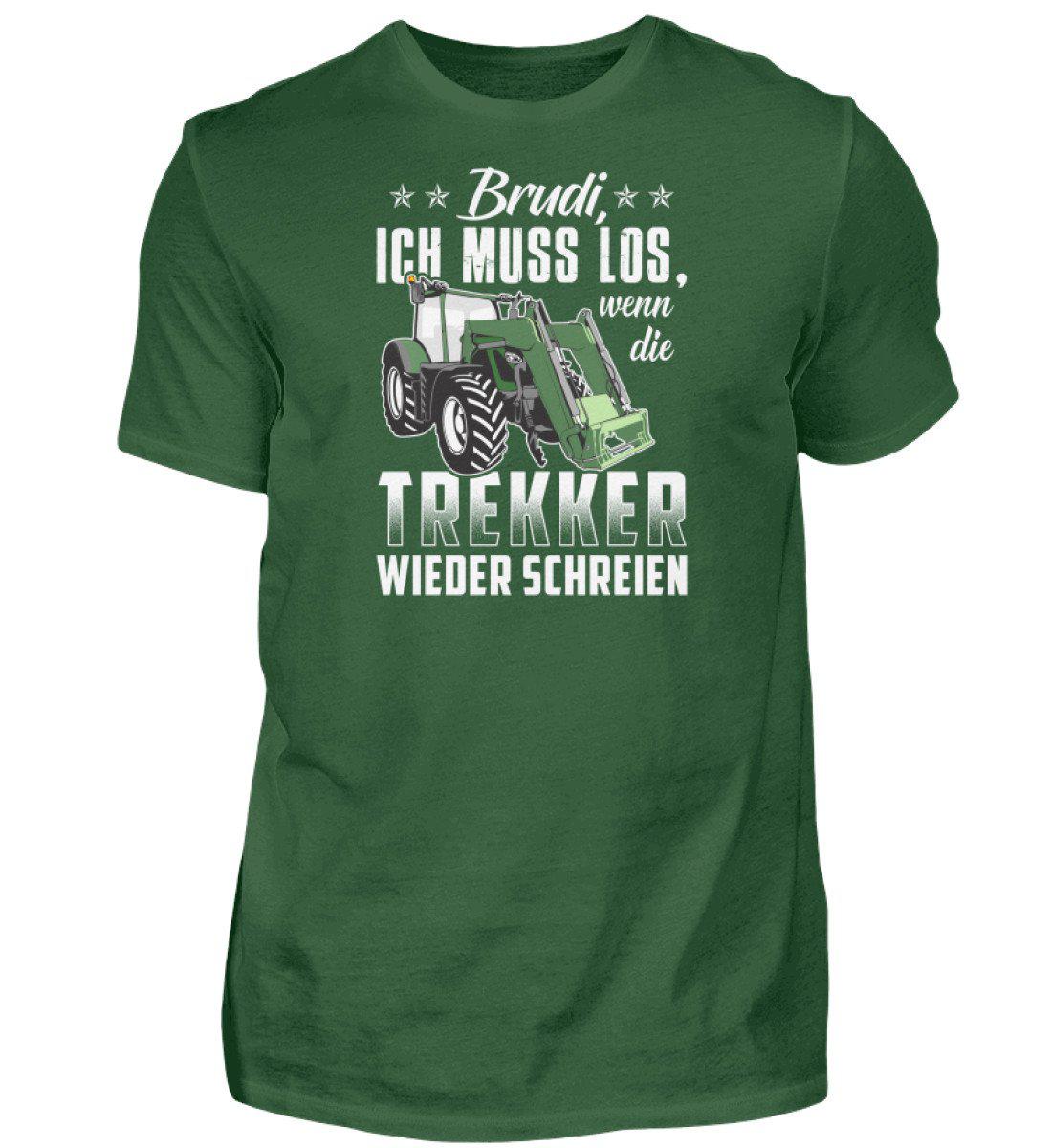 Brudi ich muss los Trekker · Herren T-Shirt-Herren Basic T-Shirt-Bottle Green-S-Agrarstarz