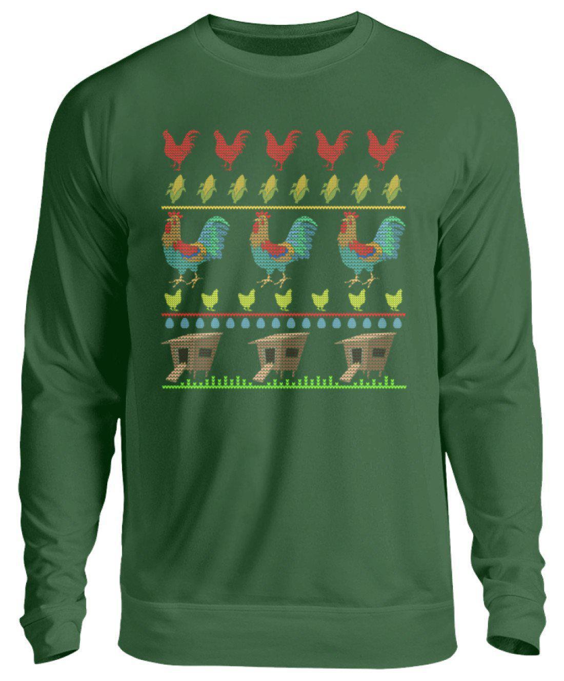 Bunter Hahn Ugly Christmas · Unisex Sweatshirt Pullover-Unisex Sweatshirt-Bottle Green-S-Agrarstarz