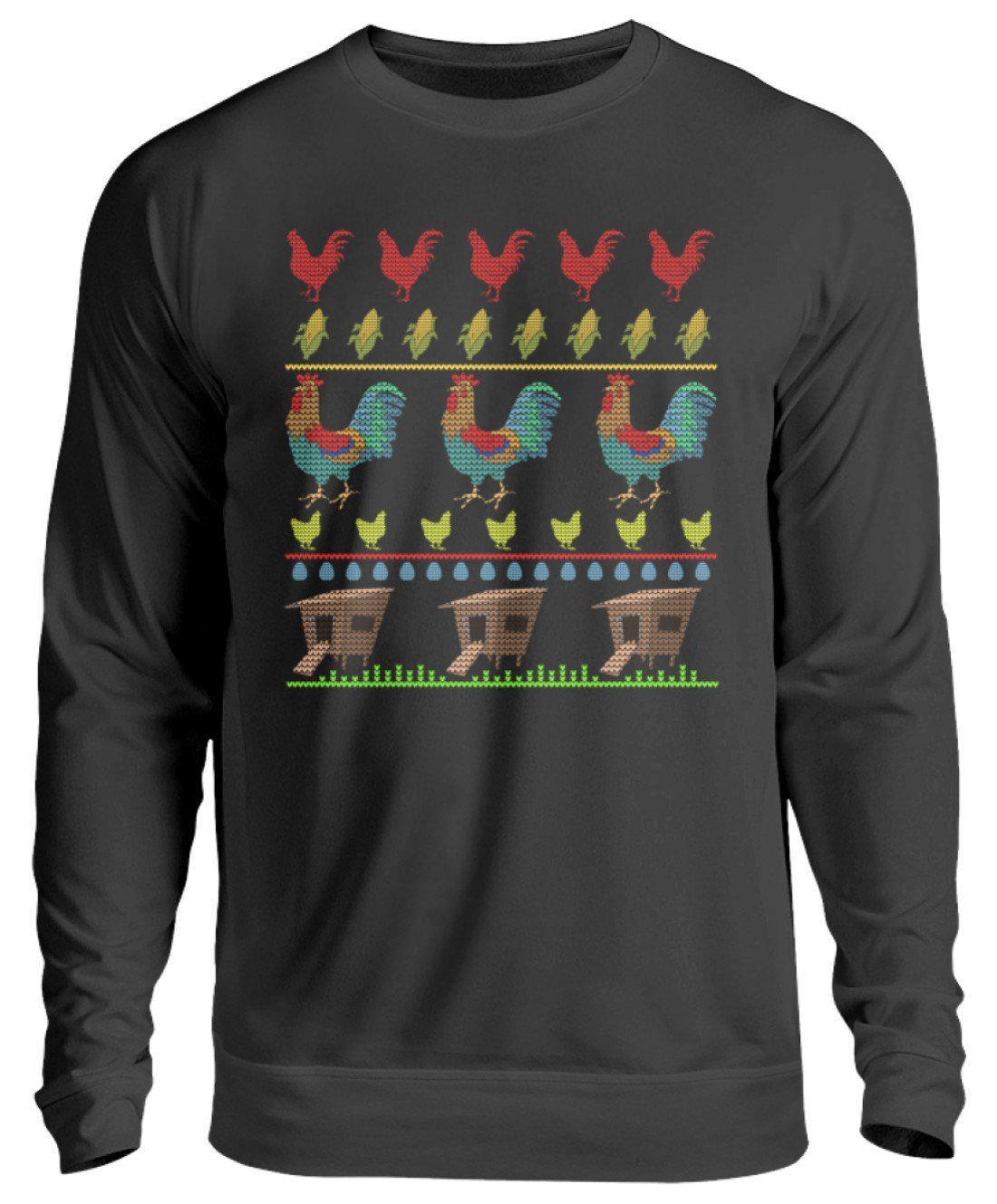 Bunter Hahn Ugly Christmas · Unisex Sweatshirt Pullover-Unisex Sweatshirt-Jet Black-S-Agrarstarz