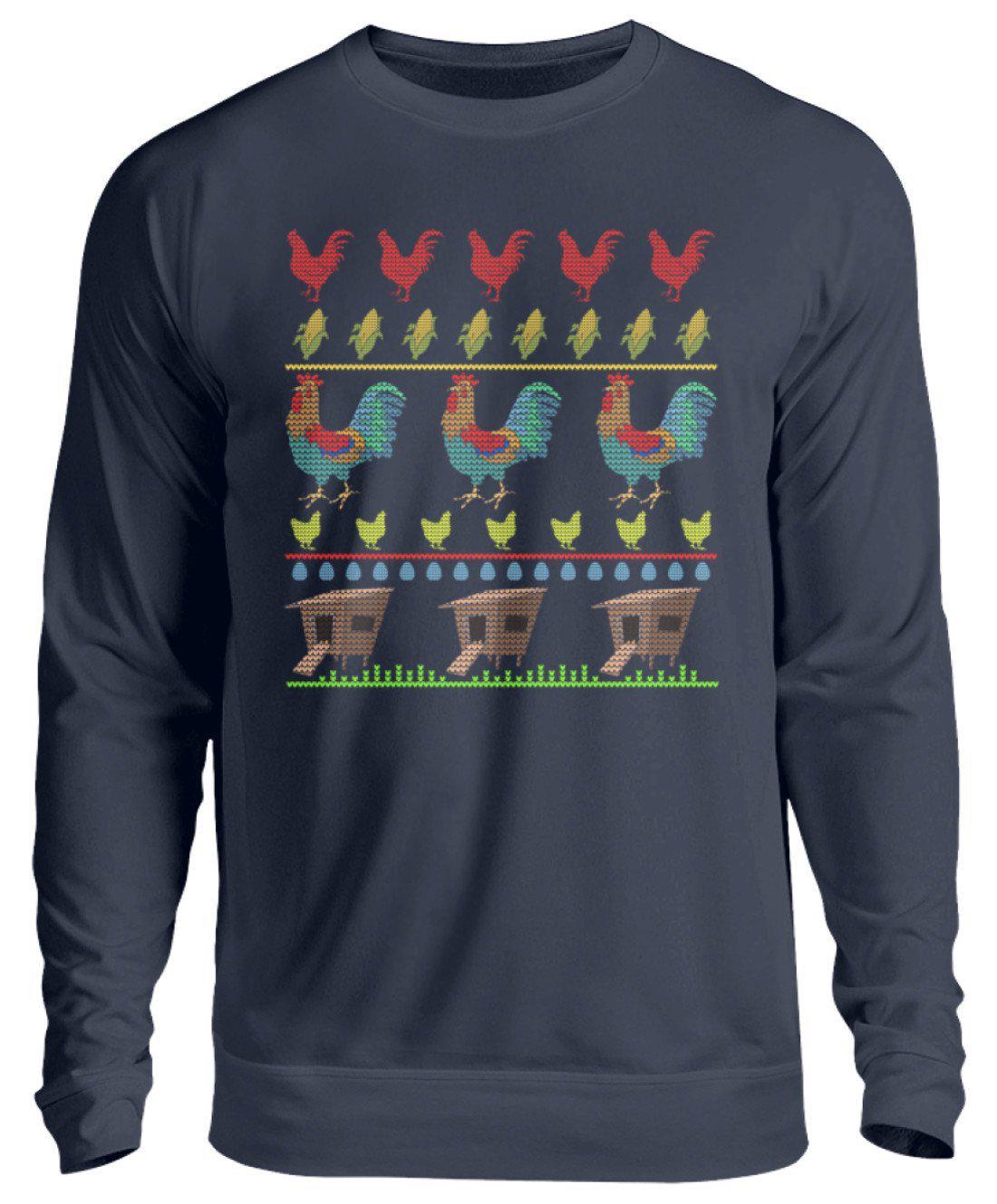 Bunter Hahn Ugly Christmas · Unisex Sweatshirt Pullover-Unisex Sweatshirt-Oxford Navy-S-Agrarstarz