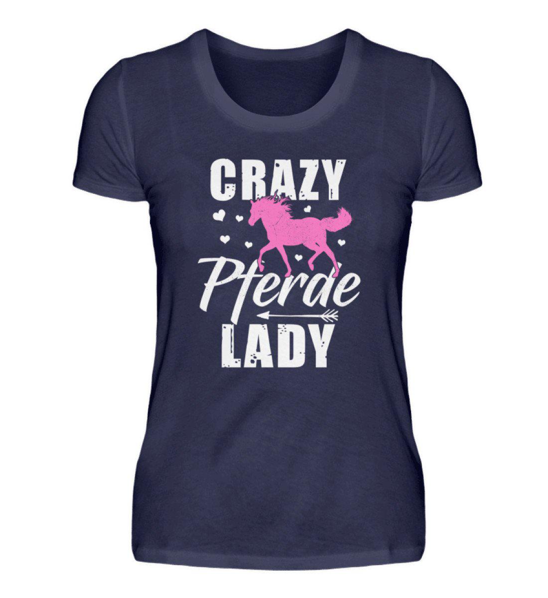 Crazy Pferde Lady · Damen T-Shirt-Damen Basic T-Shirt-Navy-S-Agrarstarz