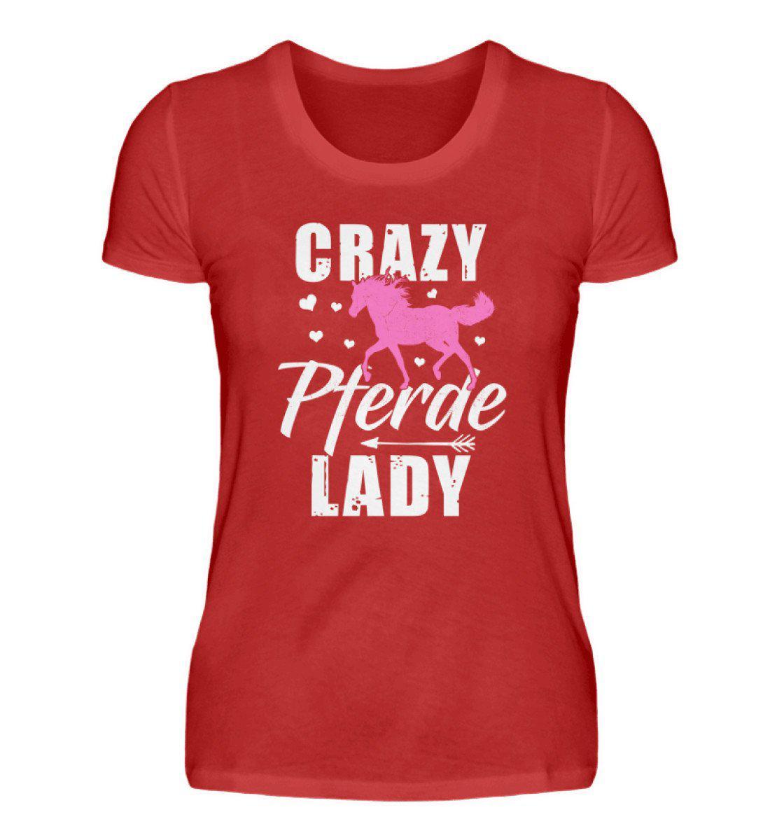 Crazy Pferde Lady · Damen T-Shirt-Damen Basic T-Shirt-Red-S-Agrarstarz