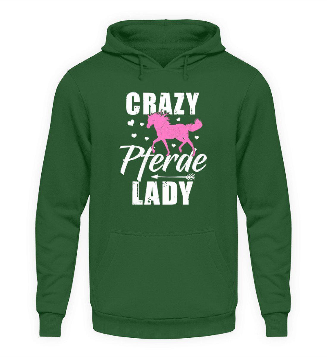 Crazy Pferde Lady · Unisex Kapuzenpullover Hoodie-Unisex Hoodie-Bottle Green-S-Agrarstarz