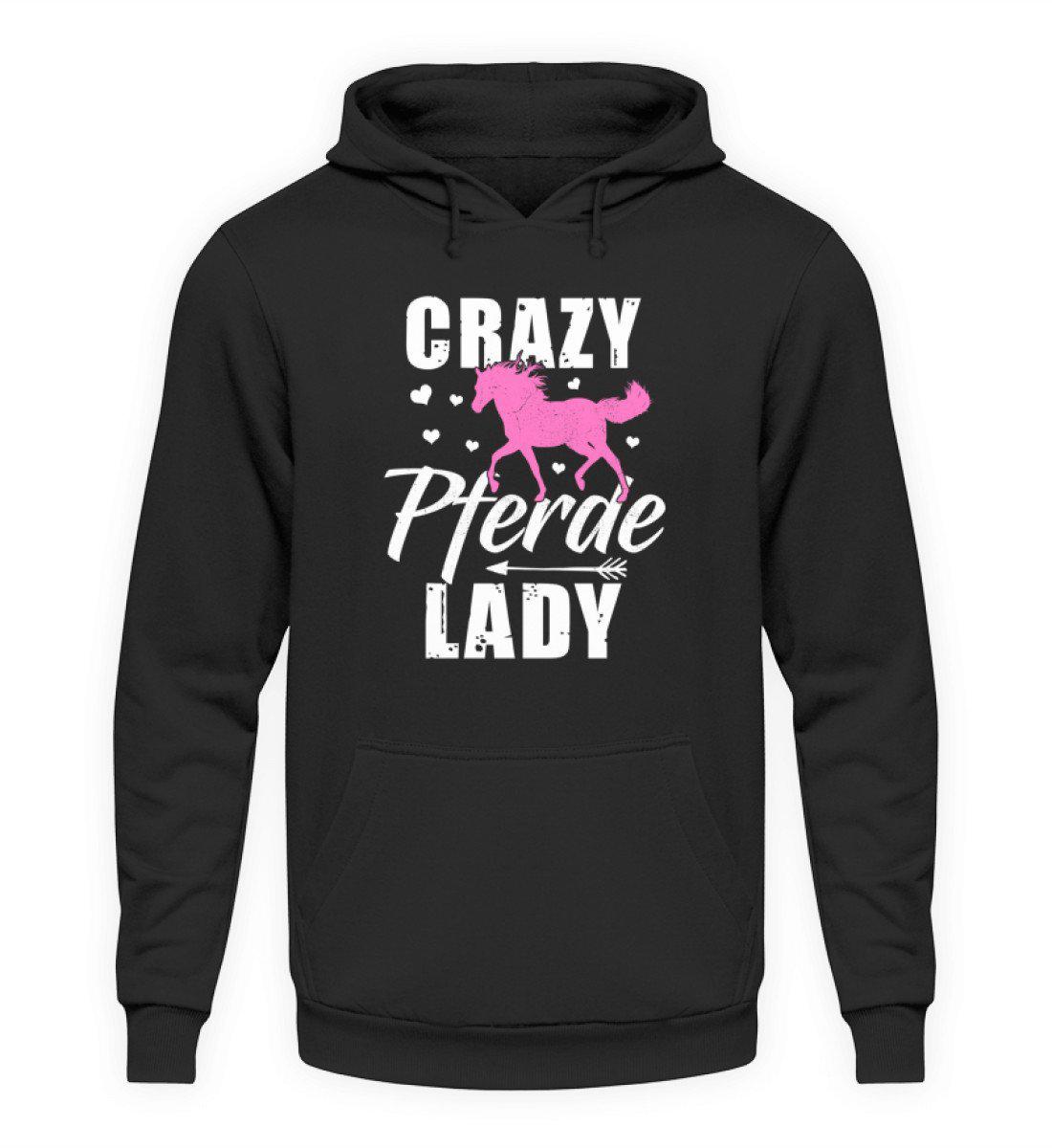Crazy Pferde Lady · Unisex Kapuzenpullover Hoodie-Unisex Hoodie-Jet Black-S-Agrarstarz