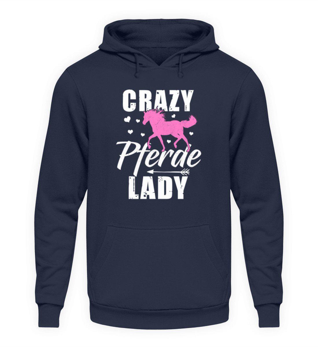 Crazy Pferde Lady · Unisex Kapuzenpullover Hoodie-Unisex Hoodie-Oxford Navy-S-Agrarstarz