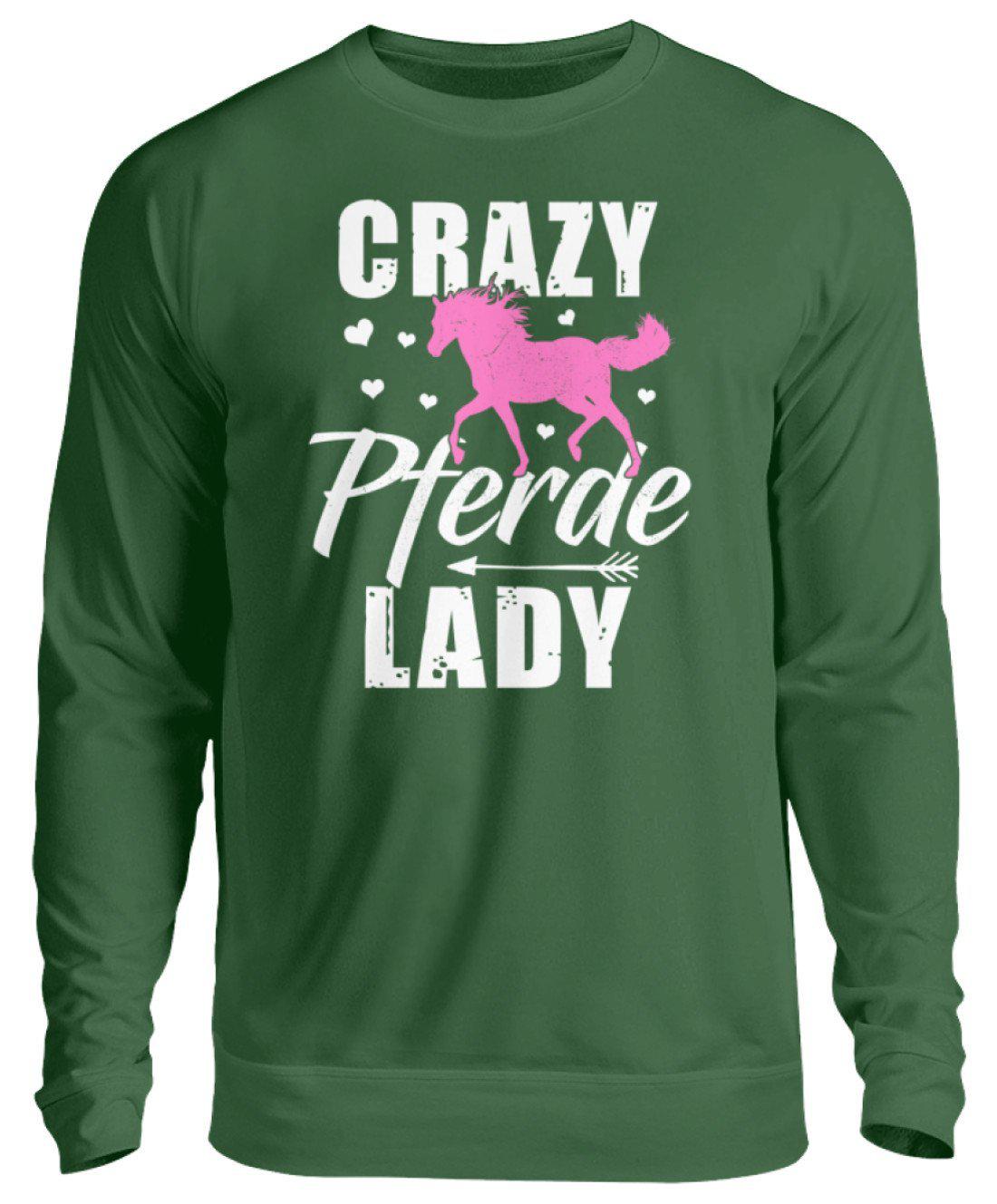 Crazy Pferde Lady · Unisex Sweatshirt Pullover-Unisex Sweatshirt-Bottle Green-S-Agrarstarz