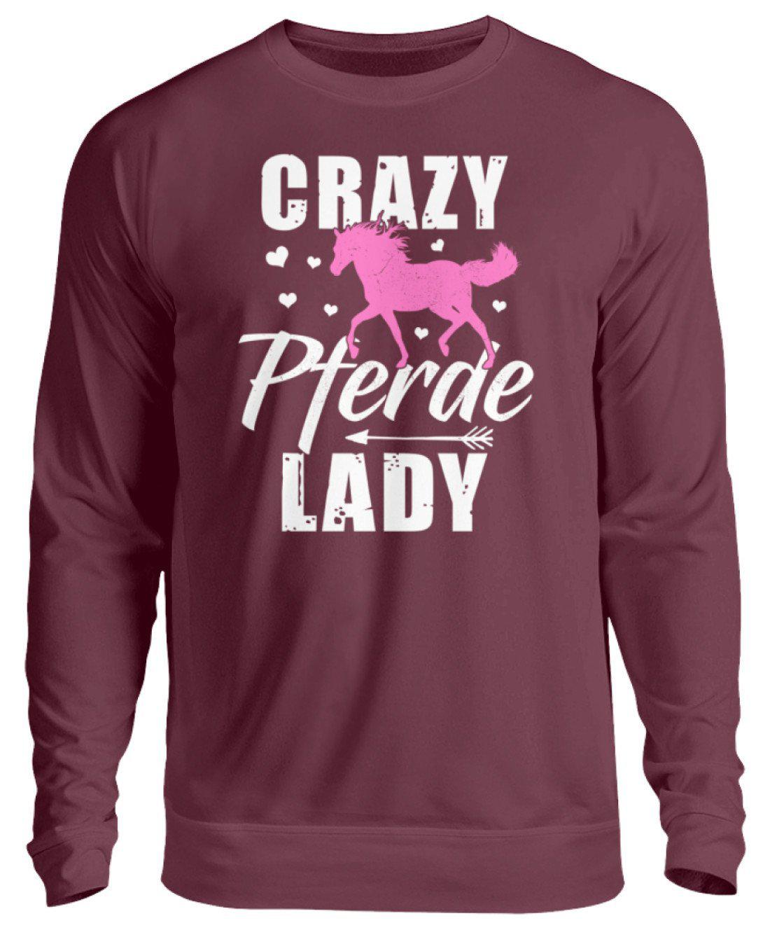 Crazy Pferde Lady · Unisex Sweatshirt Pullover-Unisex Sweatshirt-Burgundy-S-Agrarstarz