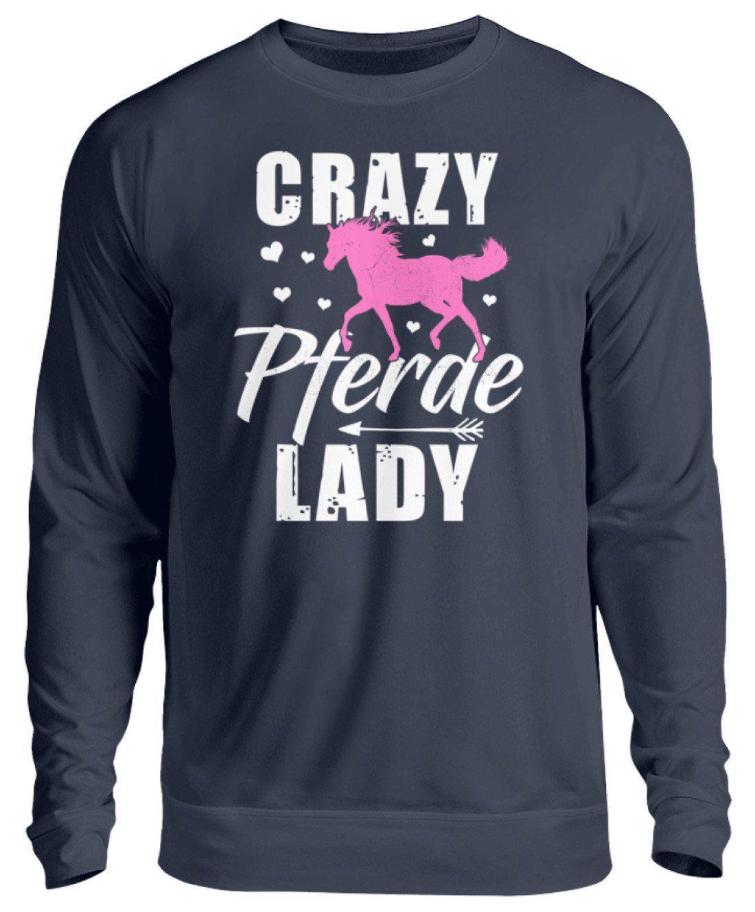 Crazy Pferde Lady · Unisex Sweatshirt Pullover-Unisex Sweatshirt-Oxford Navy-S-Agrarstarz