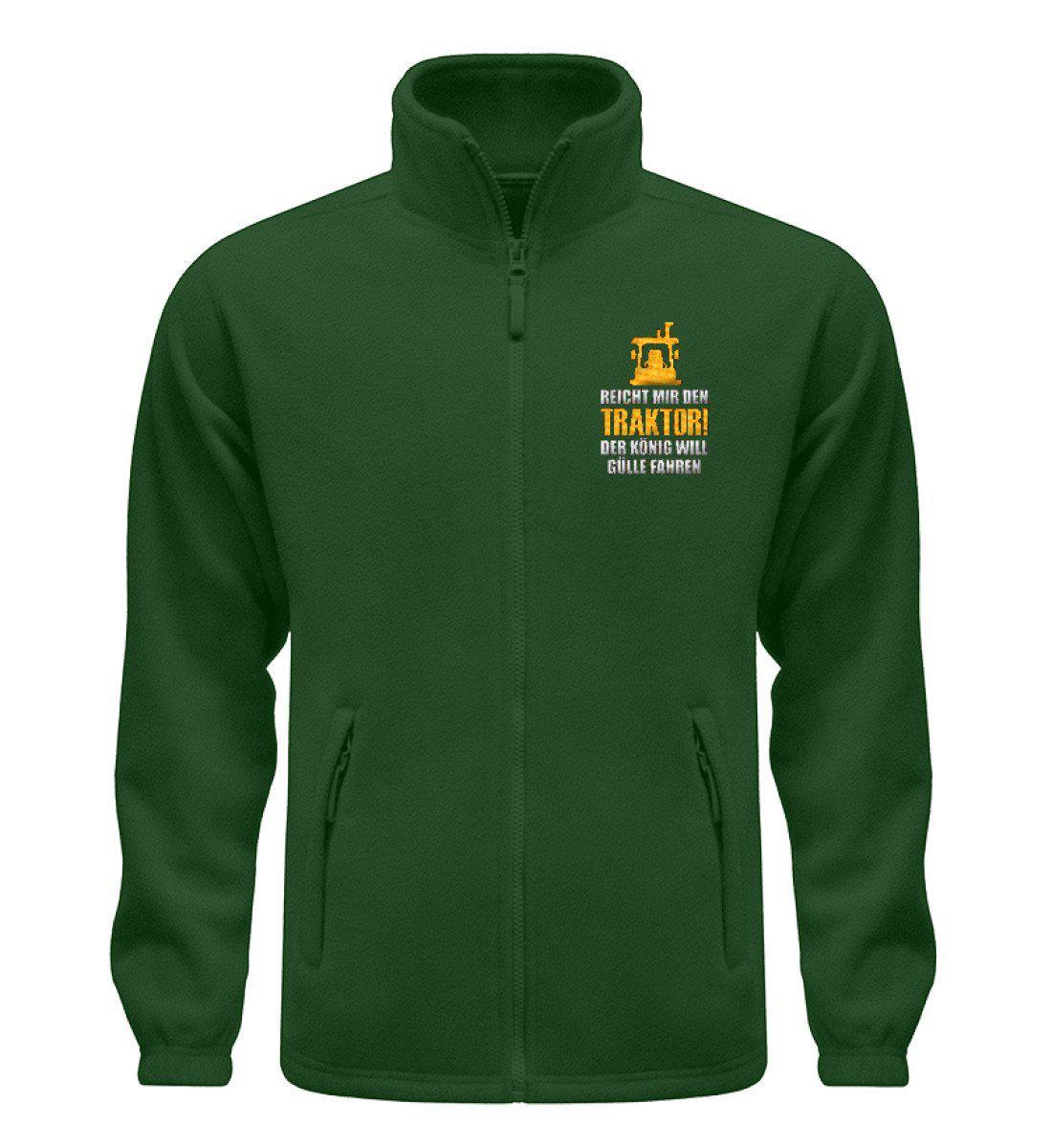 Der König will Gülle fahren · Fleece Jacke mit Stick-Fleece Jacke mit Stick-Dark Green-S-Agrarstarz