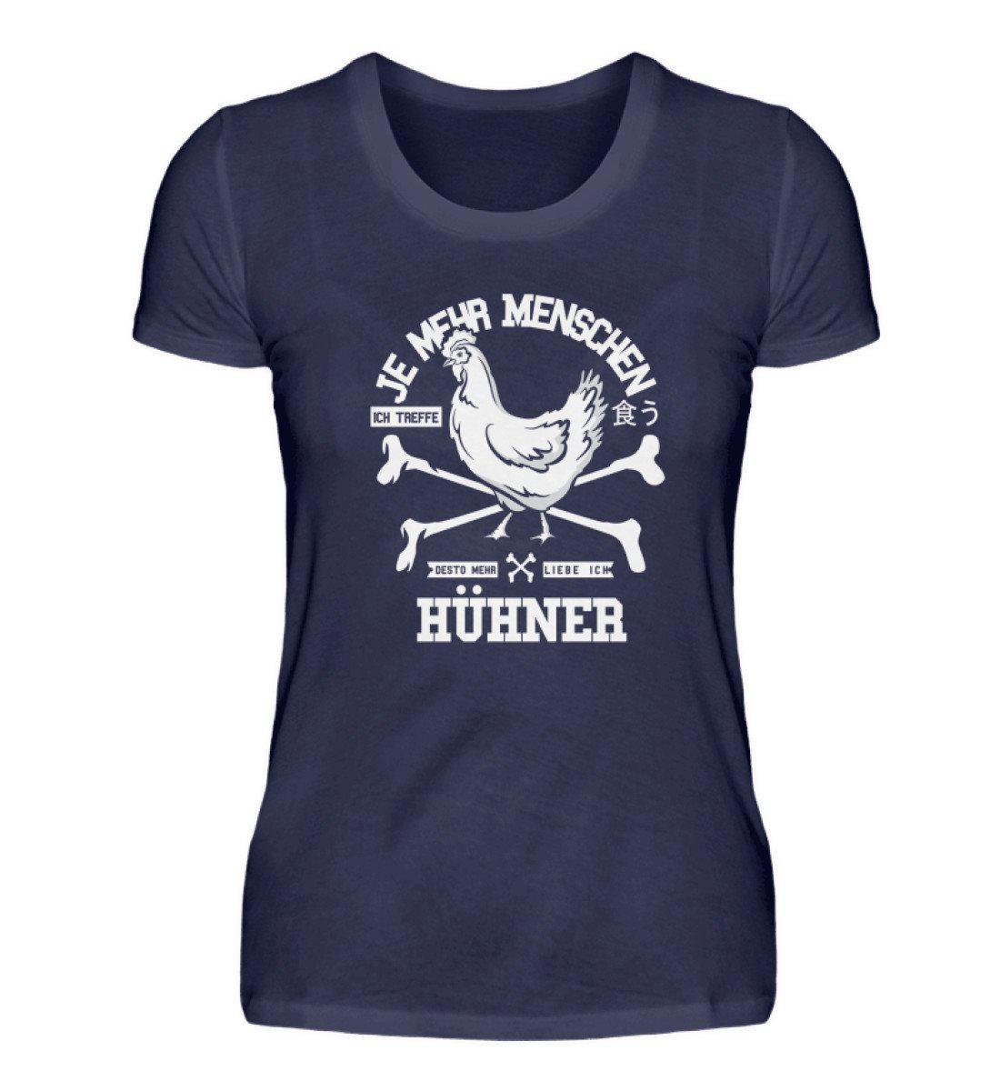 Desto mehr liebe ich Hühner · Damen T-Shirt-Damen Basic T-Shirt-Navy-S-Agrarstarz