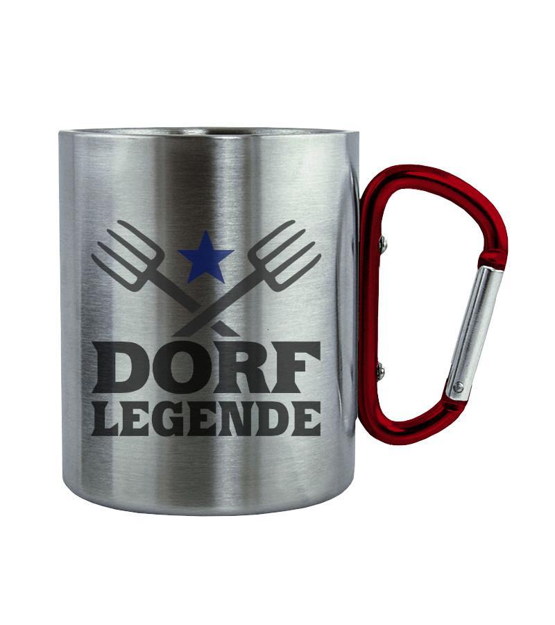 Dorf Legende · Edelstahltasse mit Karabiner-Edelstahltasse mit Karabinergriff-Roter Karabiner-200ml-Agrarstarz