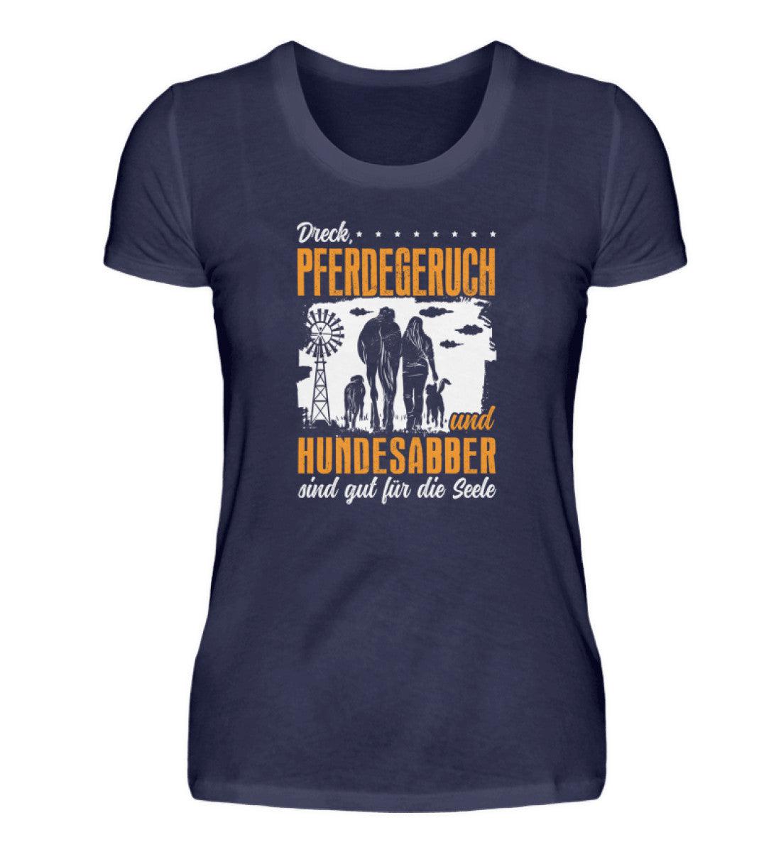 Dreck, Pferdegeruch und Hundesabber · Damen T-Shirt-Damen Basic T-Shirt-Navy-S-Agrarstarz