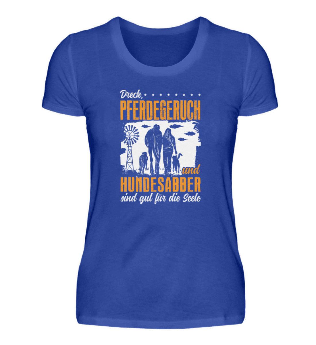 Dreck, Pferdegeruch und Hundesabber · Damen T-Shirt-Damen Basic T-Shirt-Neon Blue-S-Agrarstarz