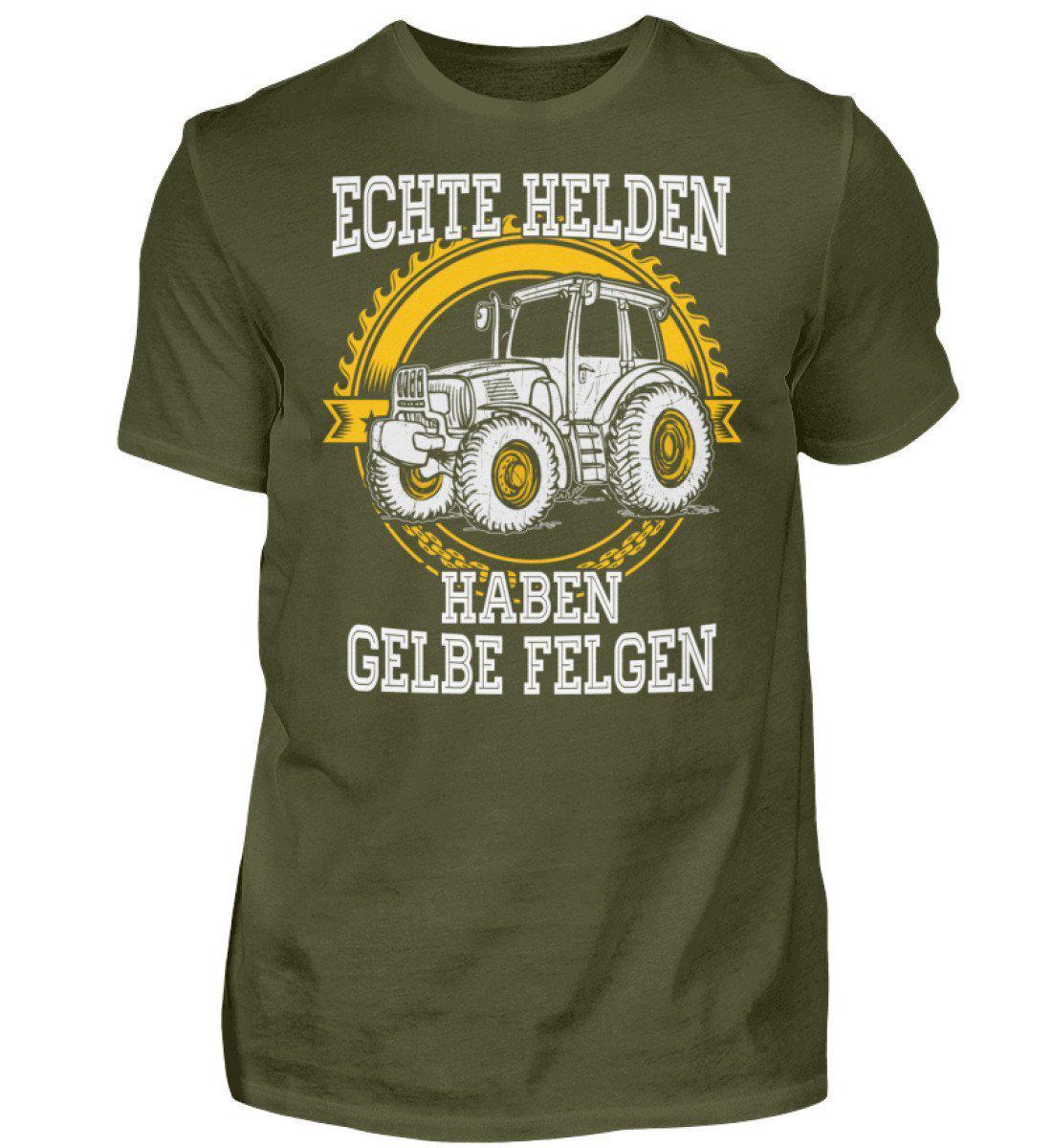 Echte Helden gelbe Felgen front · Herren T-Shirt-Herren Basic T-Shirt-Urban Khaki-S-Agrarstarz
