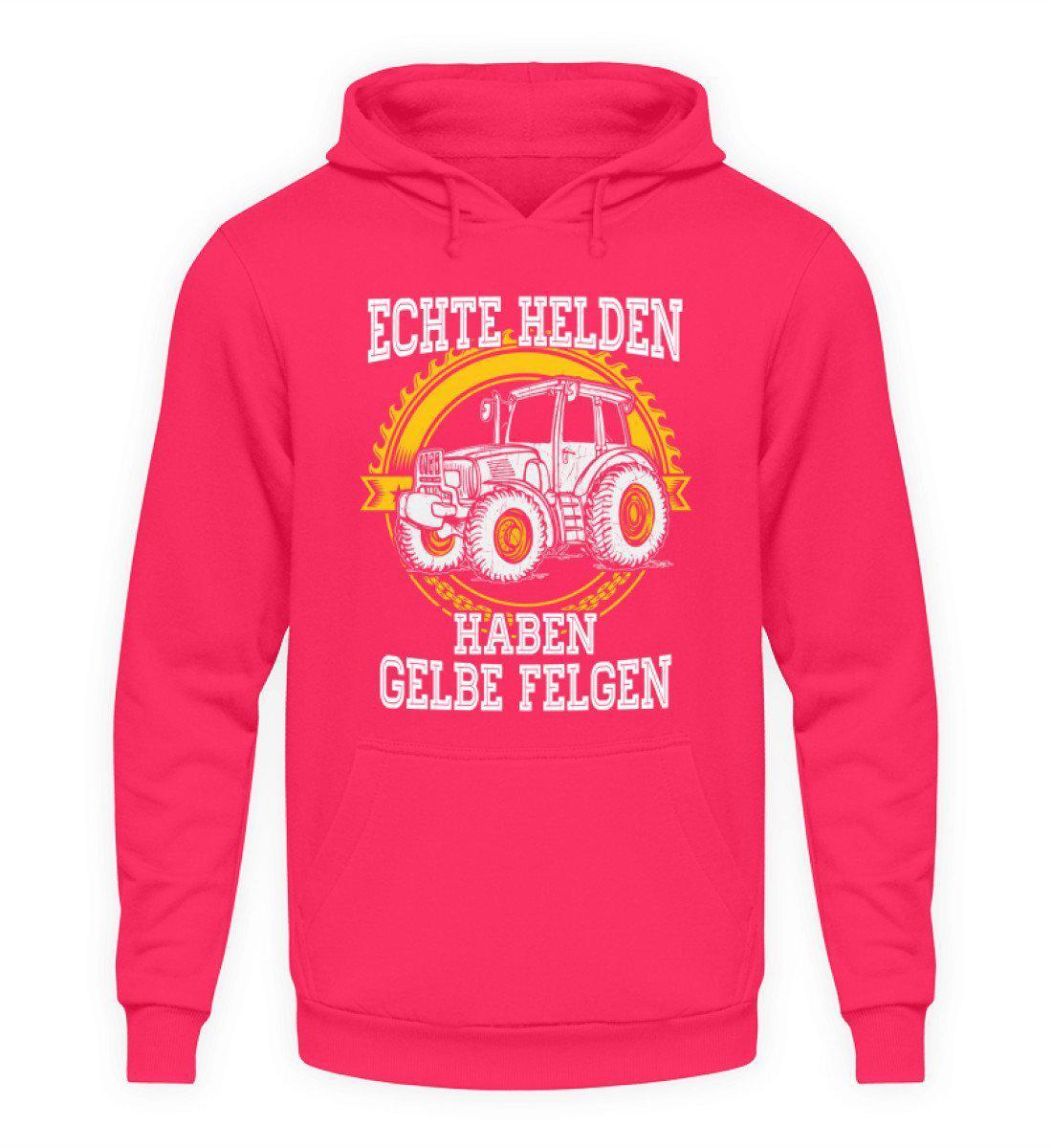 Echte Helden gelbe Felgen front · Unisex Kapuzenpullover Hoodie-Unisex Hoodie-Hot Pink-L-Agrarstarz