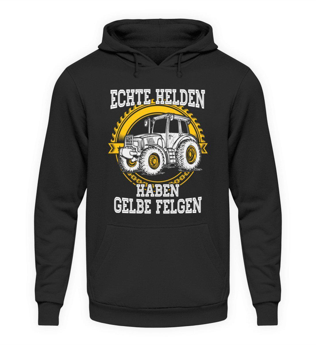 Echte Helden gelbe Felgen front · Unisex Kapuzenpullover Hoodie-Unisex Hoodie-Jet Black-L-Agrarstarz