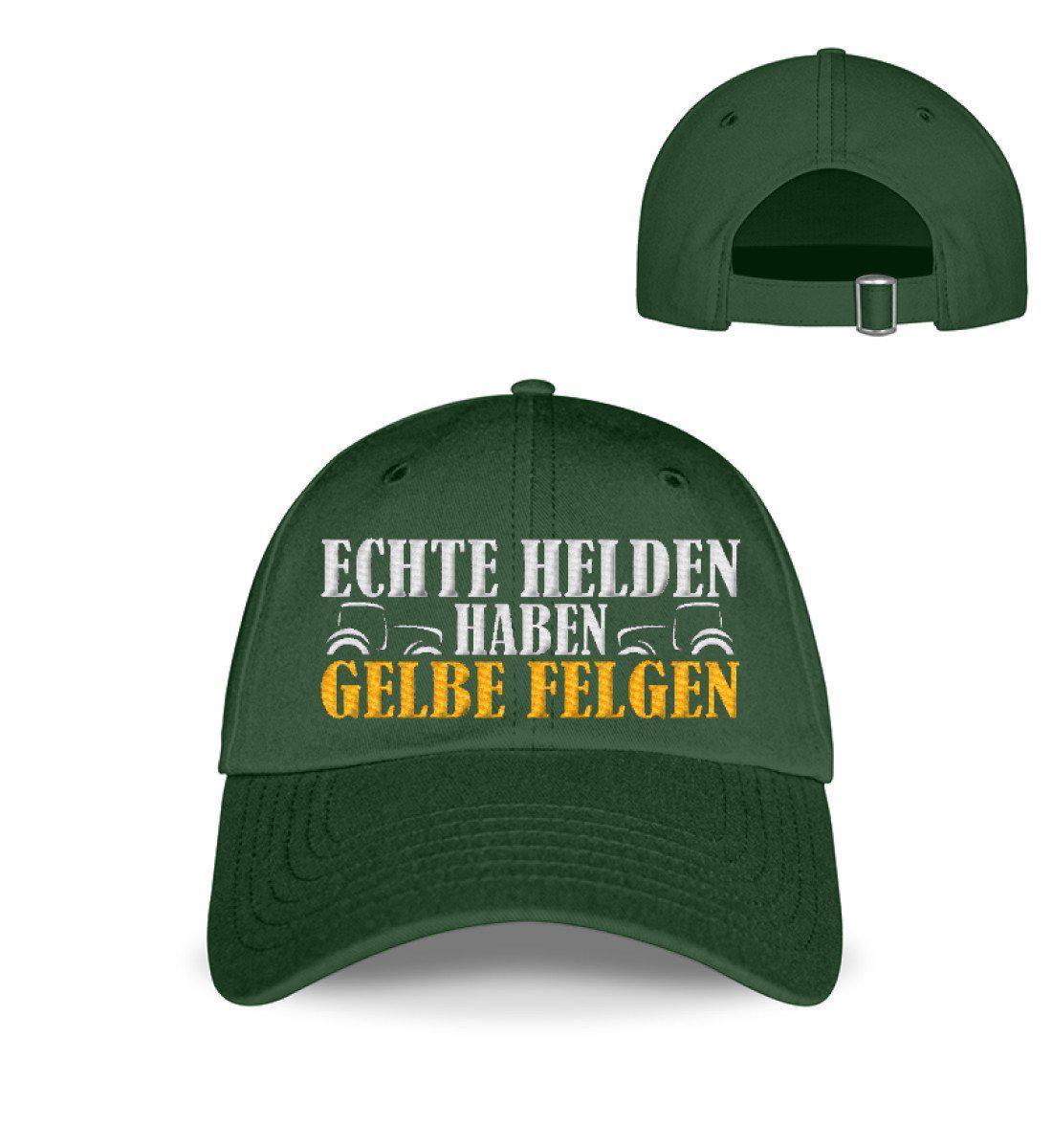 Echte Helden haben Gelbe Felgen · Kappe-Baseball Cap mit Stick-Bottle Green-Einheitsgröße-Agrarstarz