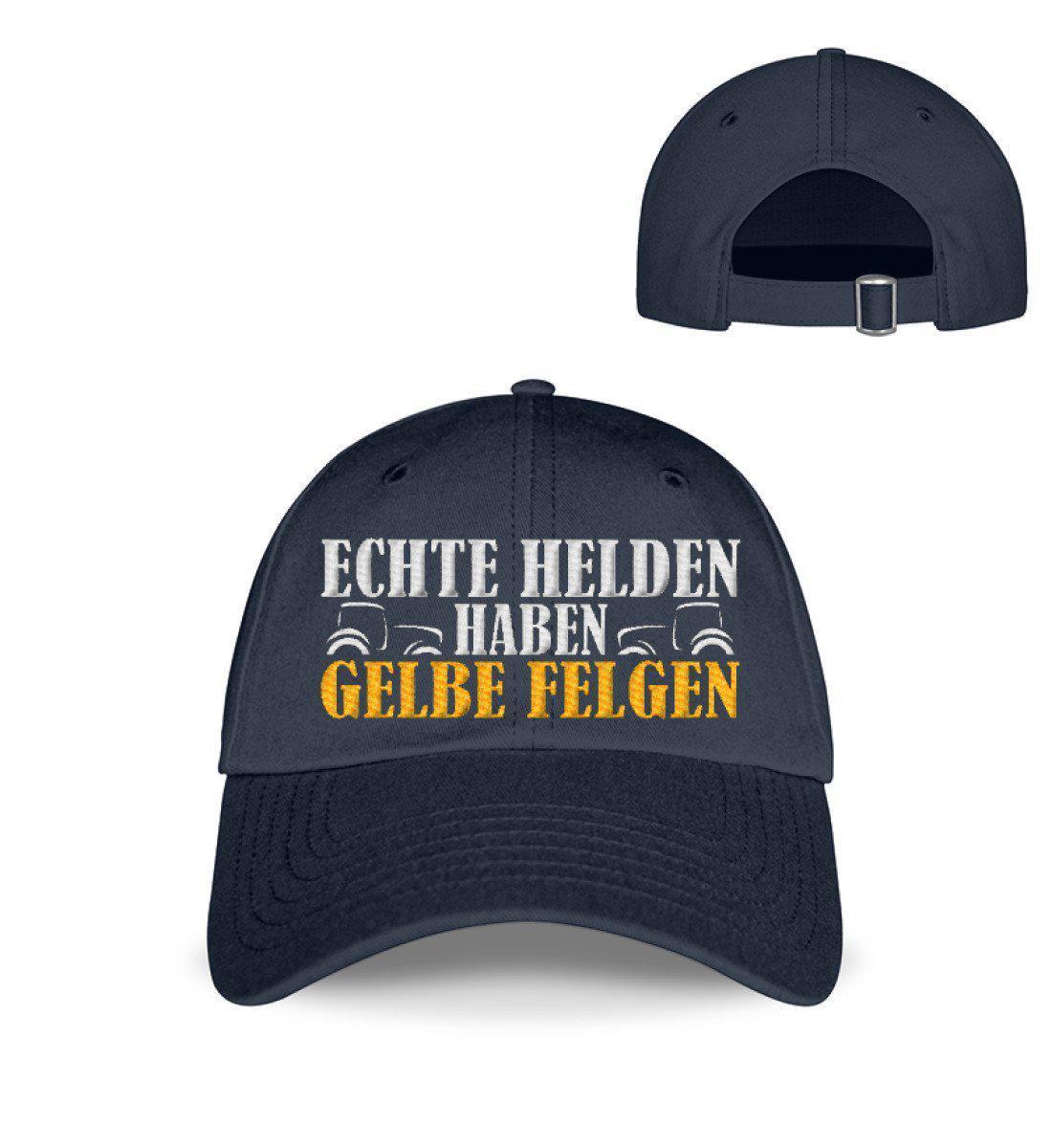 Echte Helden haben Gelbe Felgen · Kappe-Baseball Cap mit Stick-Deep Navy-Einheitsgröße-Agrarstarz