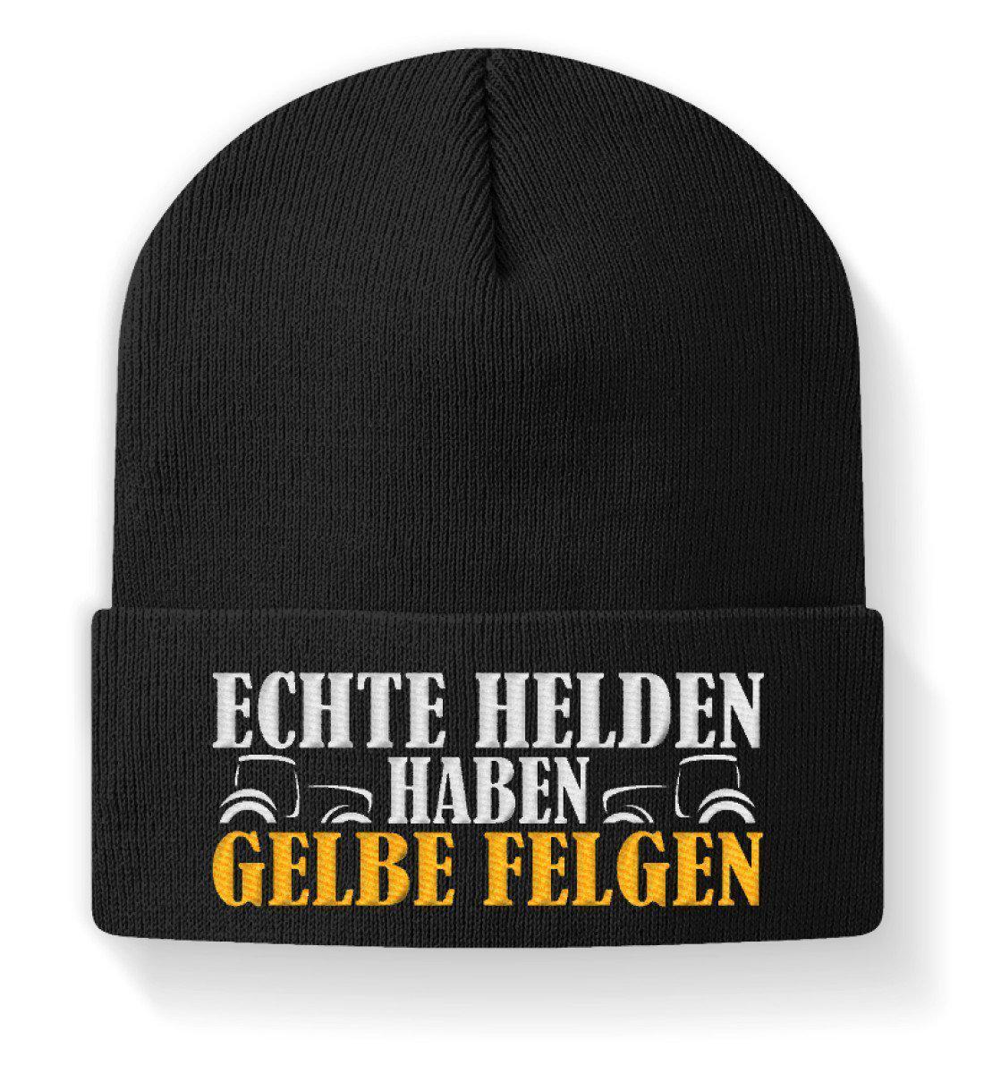 Echte Helden haben gelbe Felgen · Beanie Mütze-Beanie mit Stick-Black-M-Agrarstarz