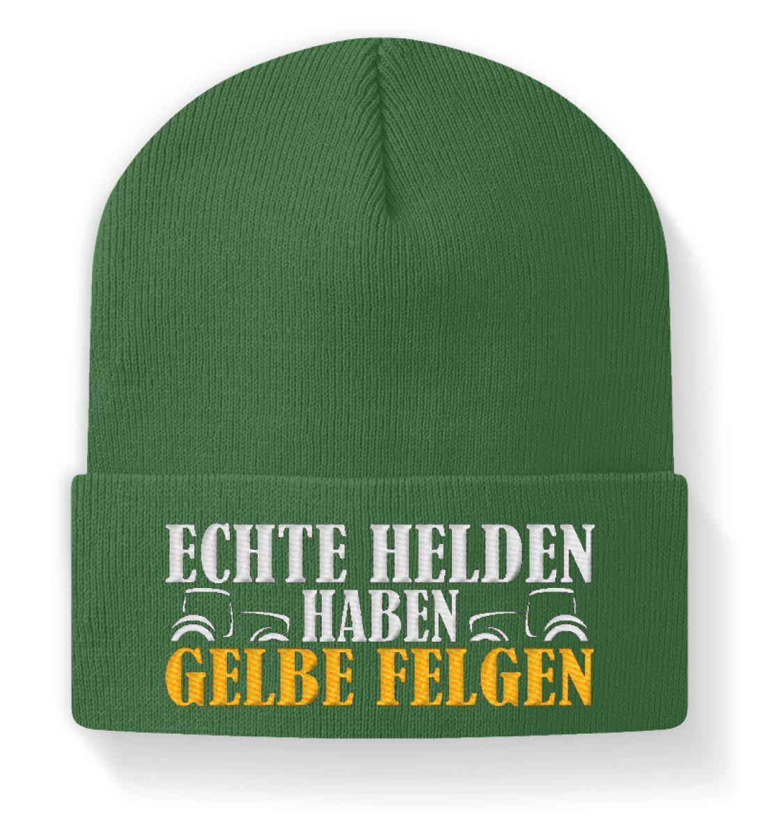 Echte Helden haben gelbe Felgen · Beanie Mütze-Beanie mit Stick-Moss Green-M-Agrarstarz