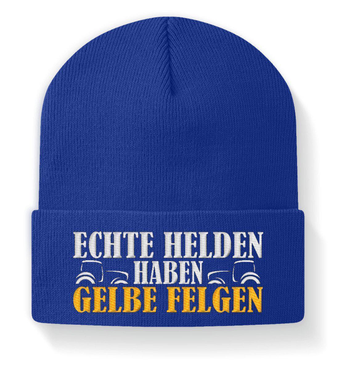 Echte Helden haben gelbe Felgen · Beanie Mütze-Beanie mit Stick-Royal-M-Agrarstarz