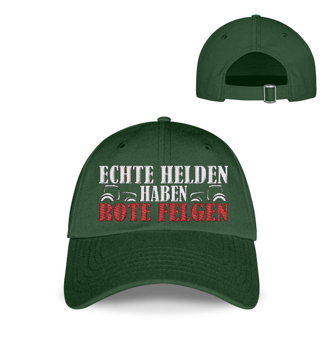 Echte Helden haben rote Felgen · Kappe-Baseball Cap mit Stick-Bottle Green-Einheitsgröße-Agrarstarz