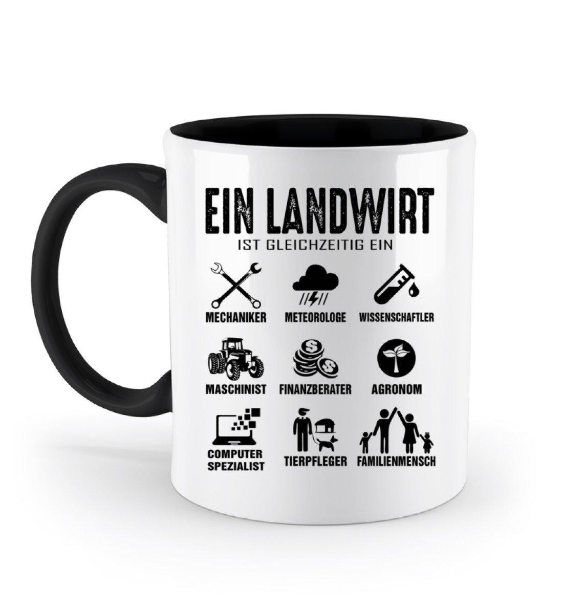 Ein Landwirt ist gleichzeitig · Keramik Tasse zweifarbig-Keramik Tasse Zweifarbig-Black-330ml-Agrarstarz