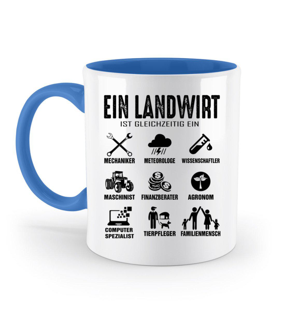 Ein Landwirt ist gleichzeitig · Keramik Tasse zweifarbig-Keramik Tasse Zweifarbig-Blue-330ml-Agrarstarz