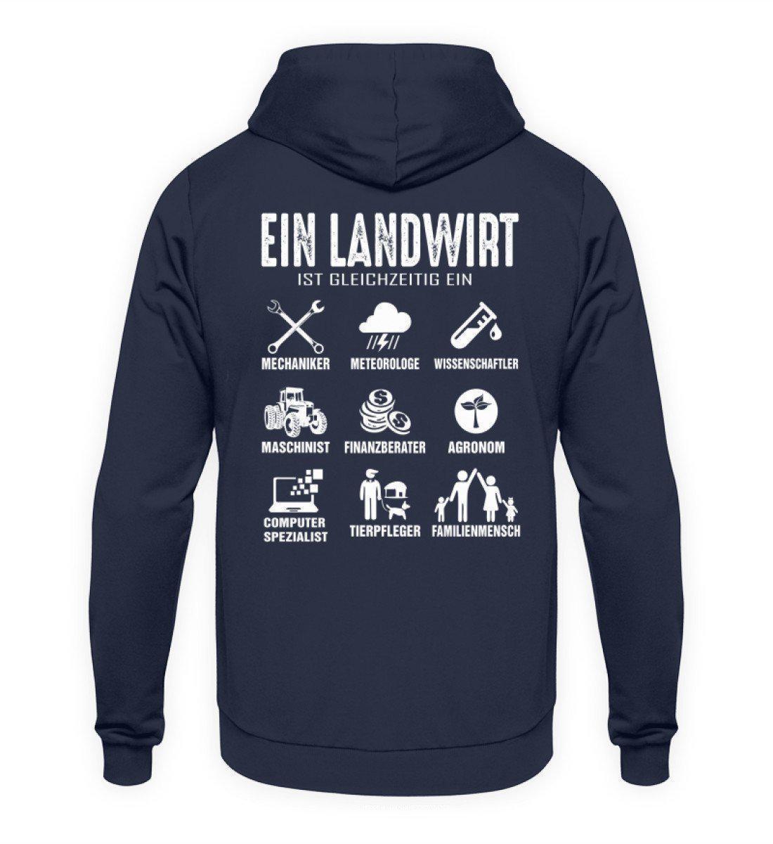 Ein Landwirt ist gleichzeitig · Unisex Kapuzenpullover Hoodie-Unisex Hoodie-Oxford Navy-L-Agrarstarz