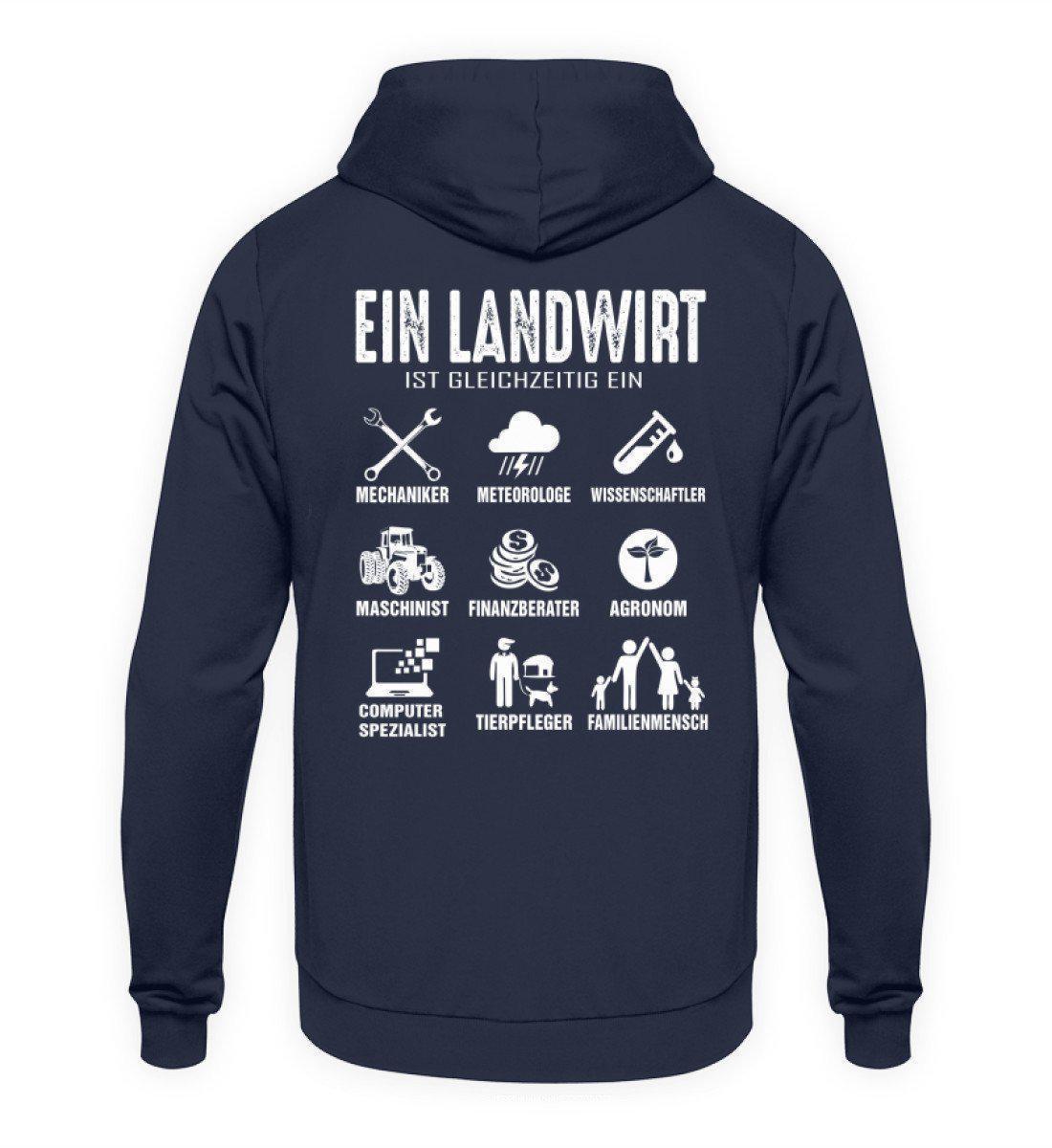 Ein Landwirt ist gleichzeitig · Unisex Kapuzenpullover Hoodie-Unisex Hoodie-Oxford Navy-L-Agrarstarz