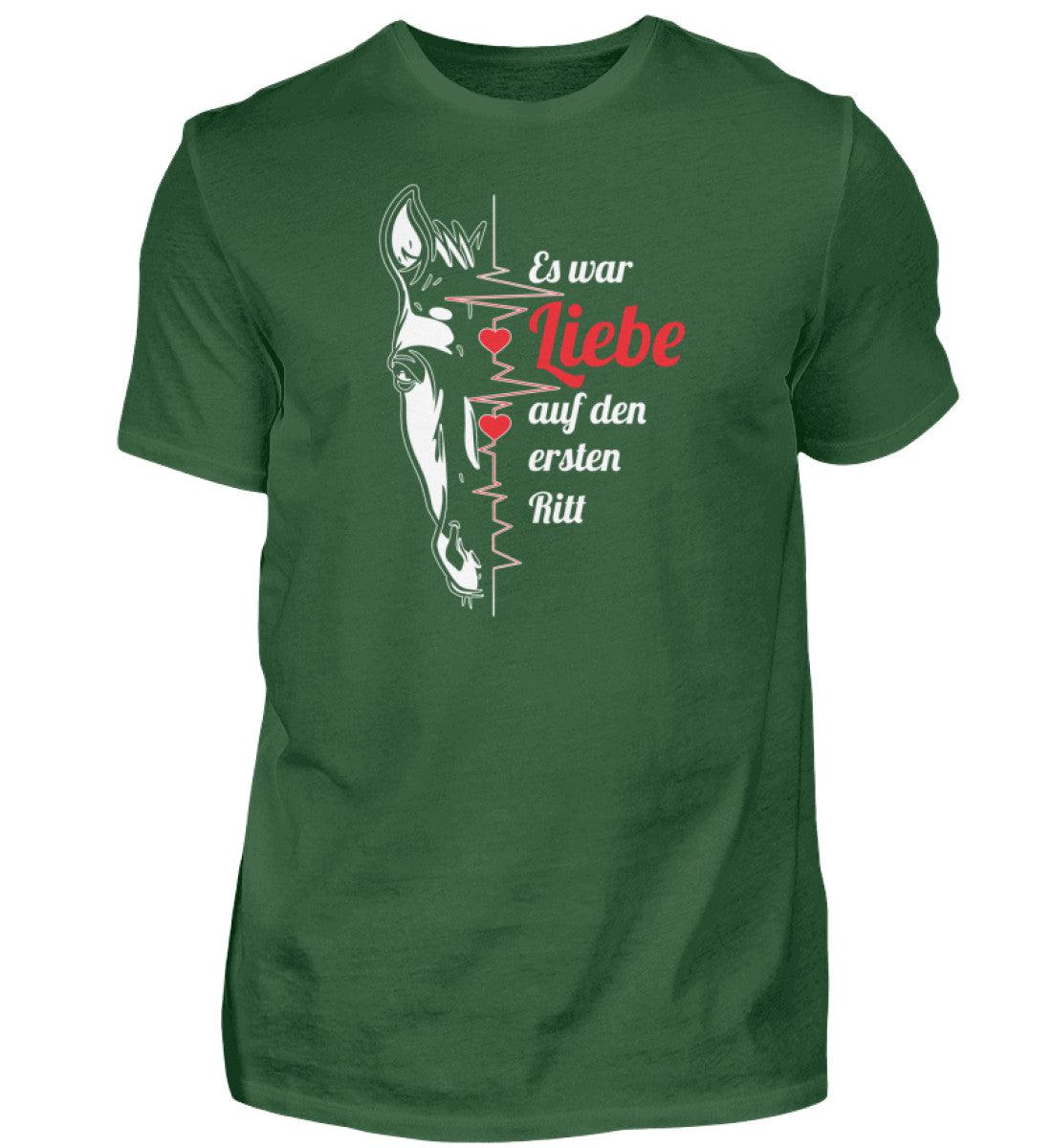 Es war Liebe auf den ersten Ritt · Herren T-Shirt-Herren Basic T-Shirt-Bottle Green-S-Agrarstarz