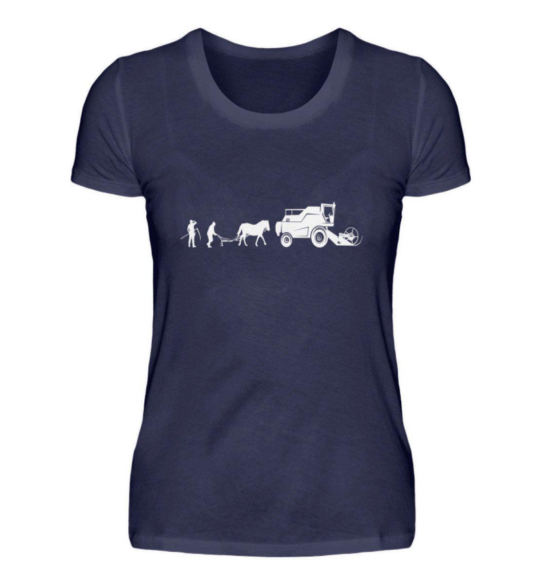Evolution Mähdrescher · Damen T-Shirt-Damen Basic T-Shirt-Navy-S-Agrarstarz