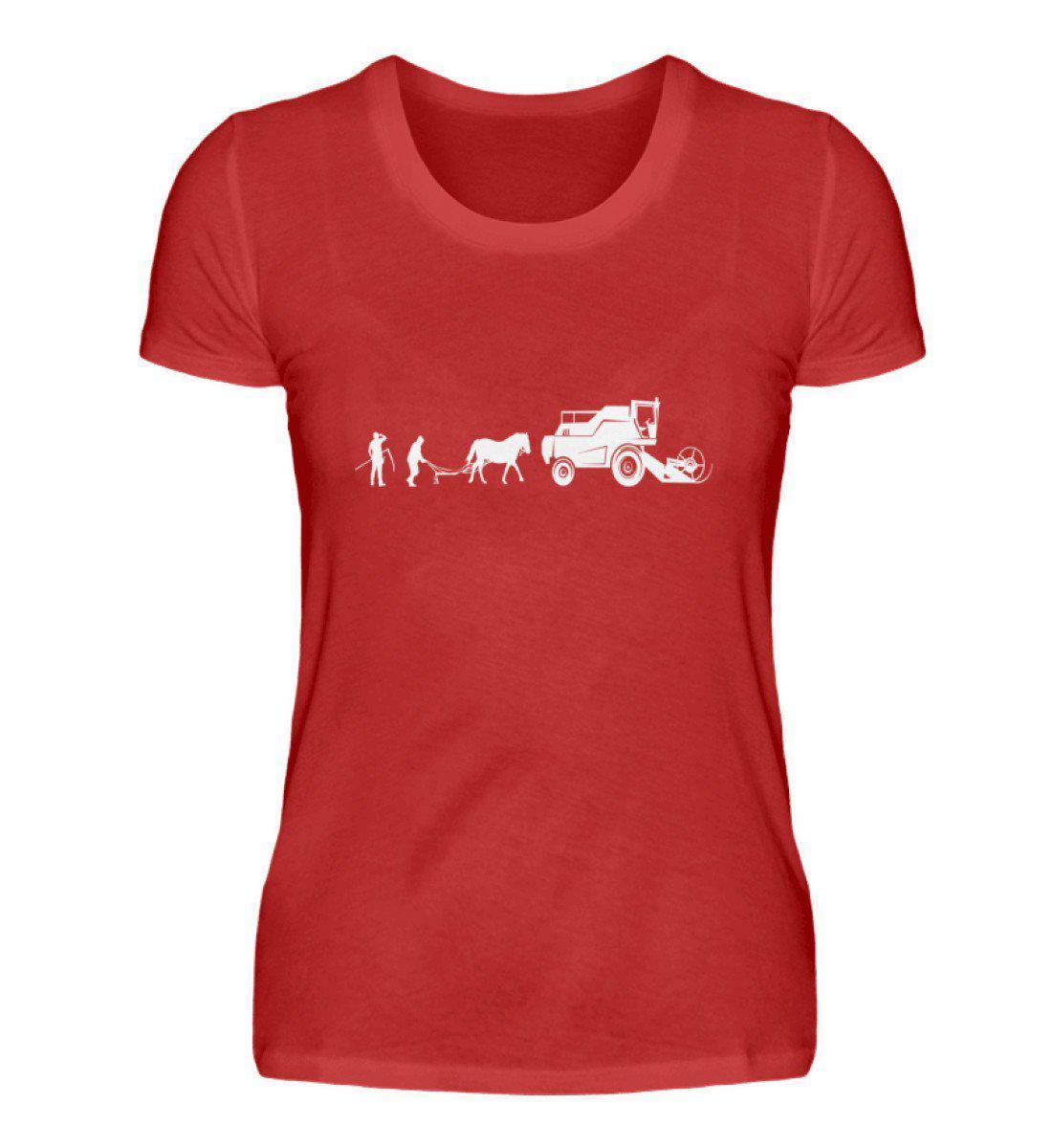 Evolution Mähdrescher · Damen T-Shirt-Damen Basic T-Shirt-Red-S-Agrarstarz