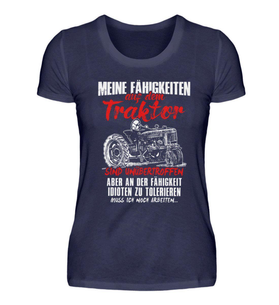 Fähigkeiten auf Traktor · Damen T-Shirt-Damen Basic T-Shirt-Navy-S-Agrarstarz