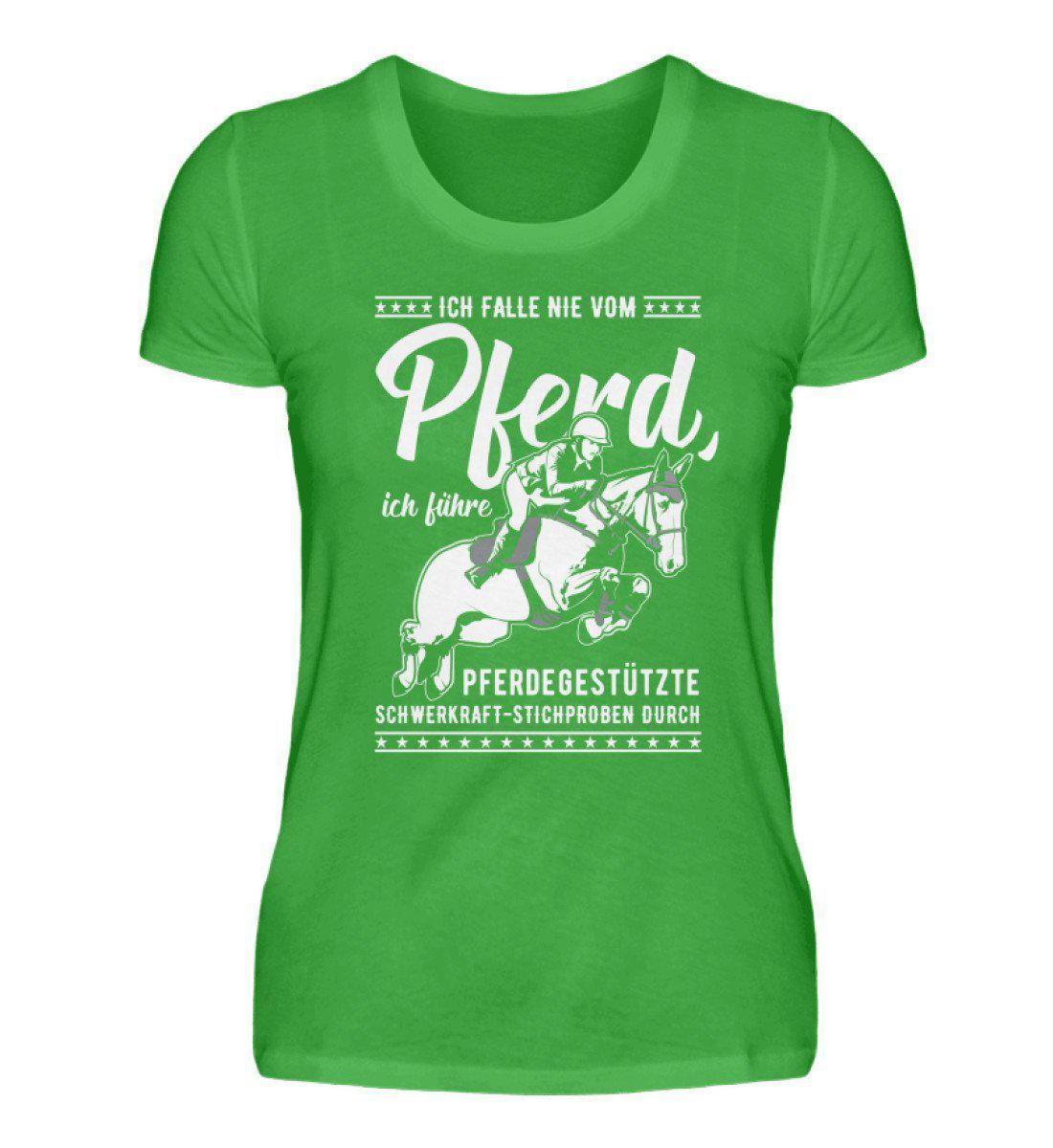 Falle nicht vom Pferd · Damen T-Shirt-Damen Basic T-Shirt-Green Apple-S-Agrarstarz
