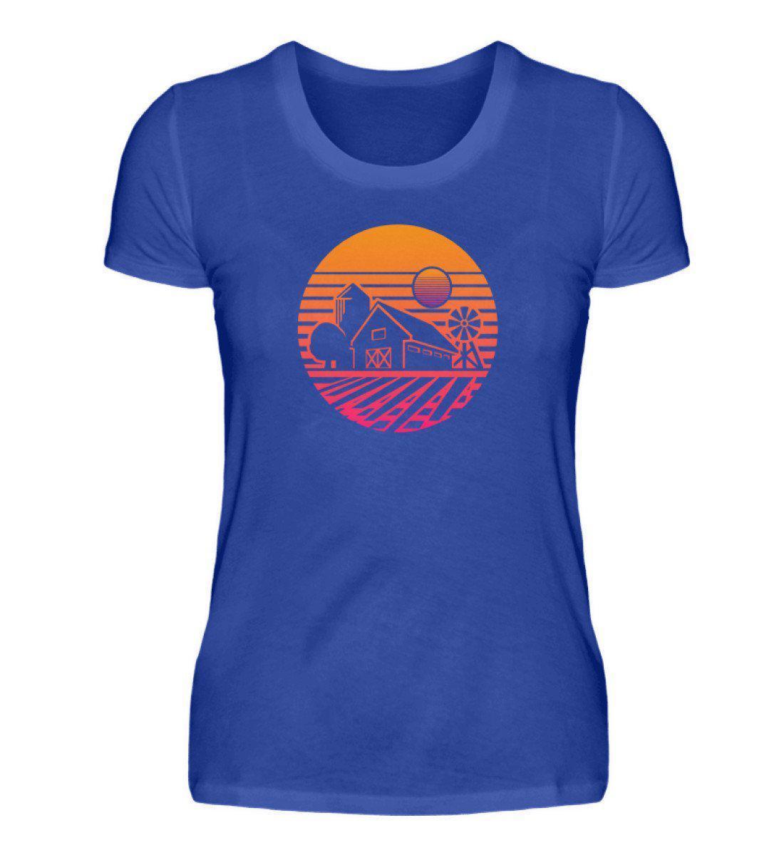 Farm Hof Retro · Damen T-Shirt-Damen Basic T-Shirt-Neon Blue-S-Agrarstarz