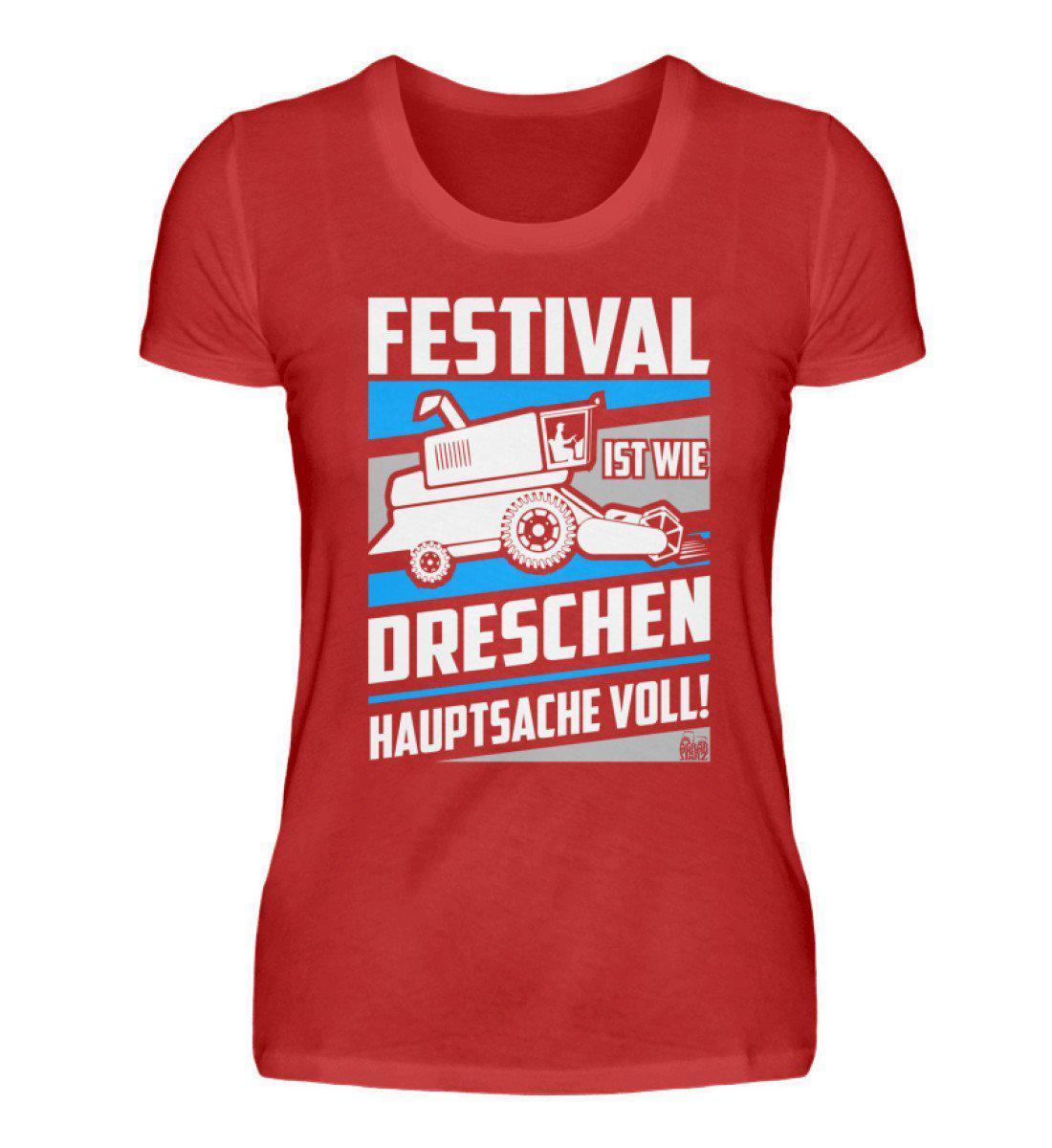 Festival Dreschen · Damen T-Shirt-Damen Basic T-Shirt-Red-S-Agrarstarz