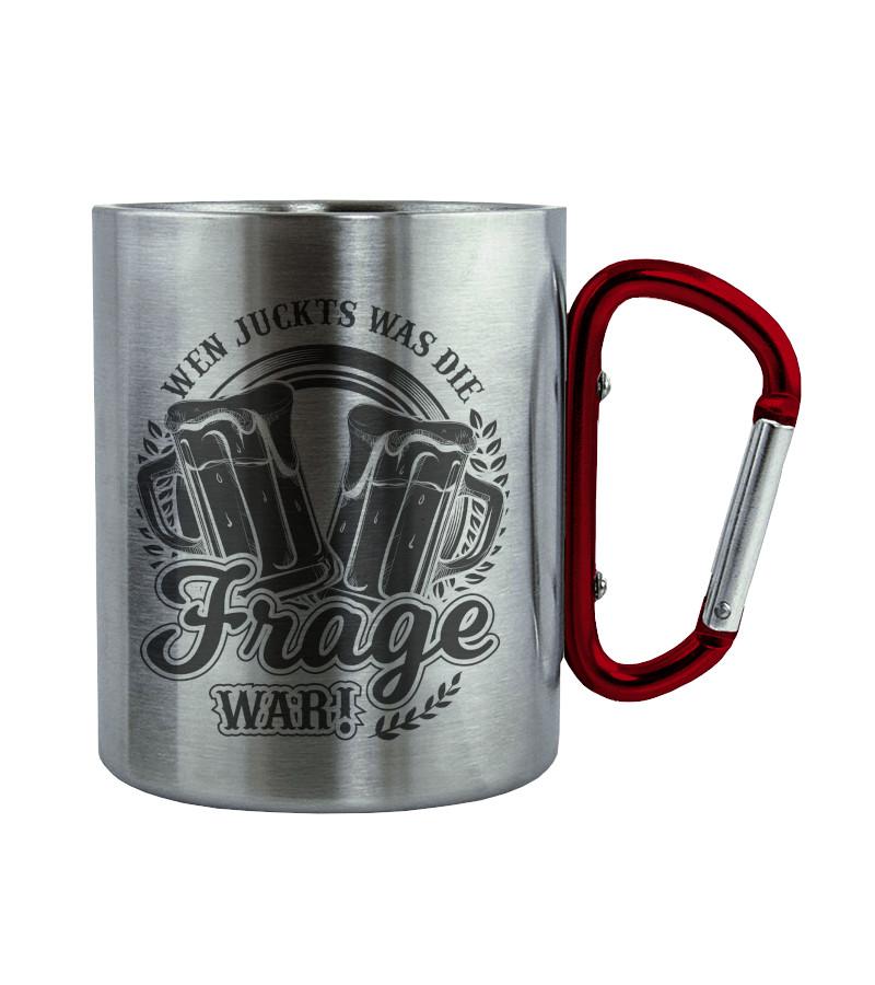 Frage · Edelstahltasse mit Karabiner-Edelstahltasse mit Karabinergriff-Roter Karabiner-200ml-Agrarstarz