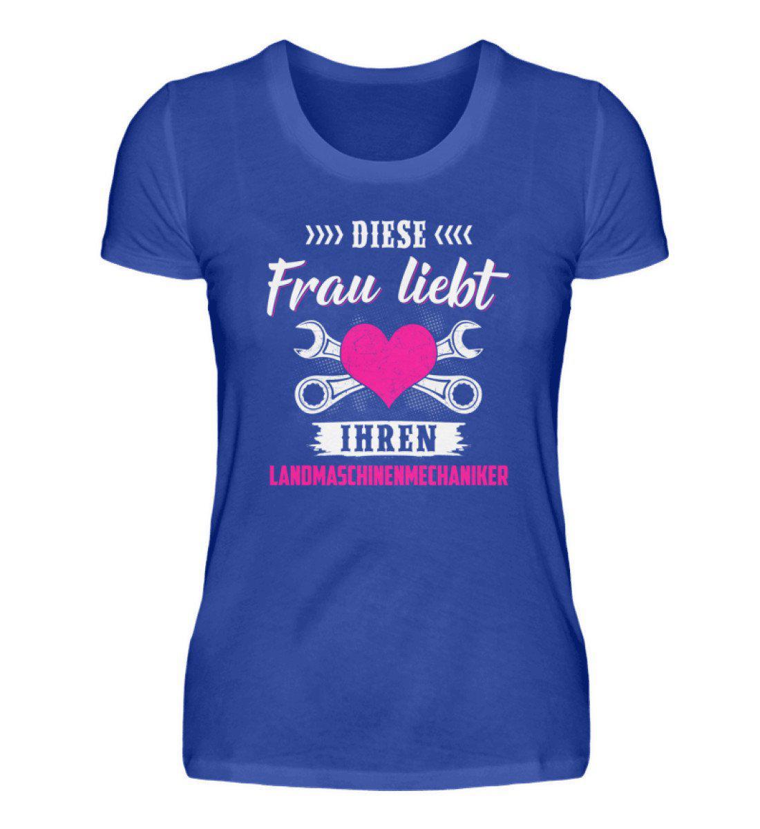 Frau liebt Landmaschinenmechaniker · Damen T-Shirt-Damen Basic T-Shirt-Neon Blue-S-Agrarstarz