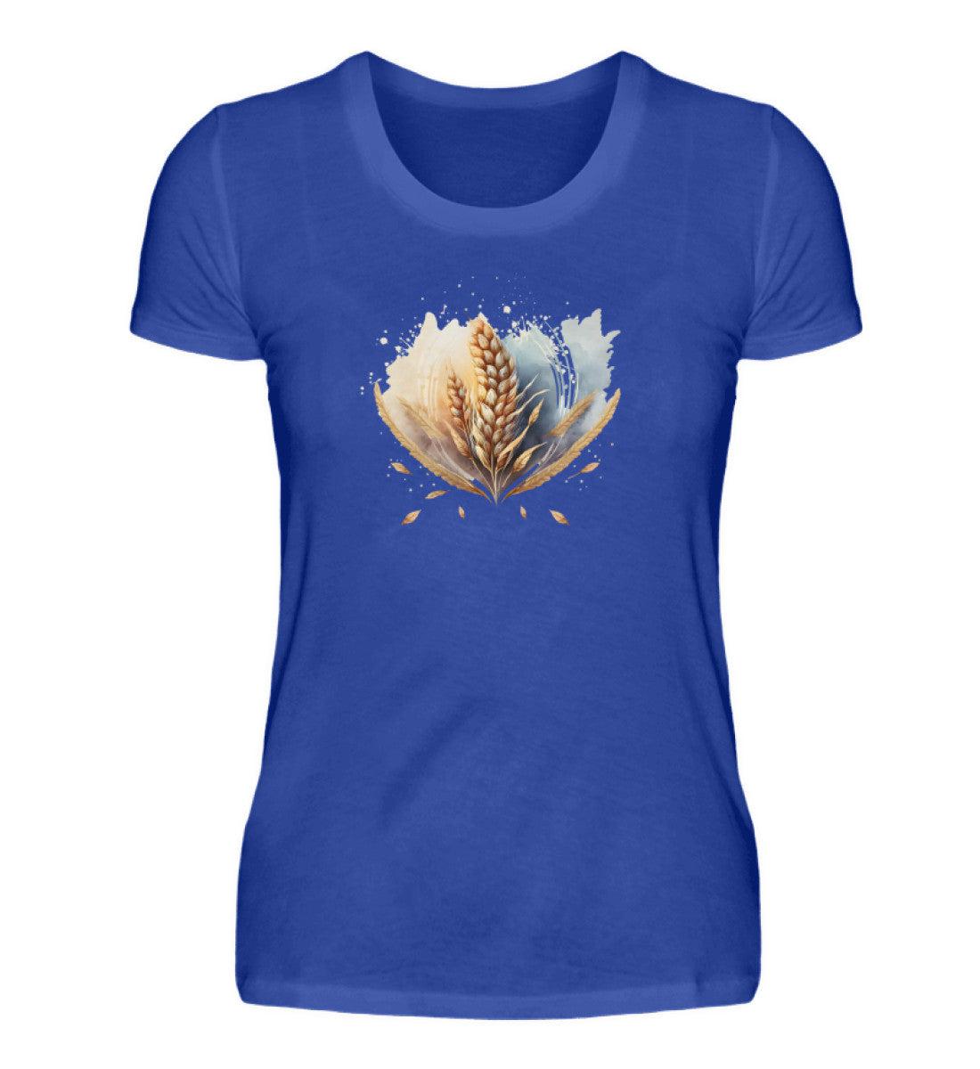 Getreide Wasserfarben · Damen T-Shirt-Damen Basic T-Shirt-Neon Blue-S-Agrarstarz