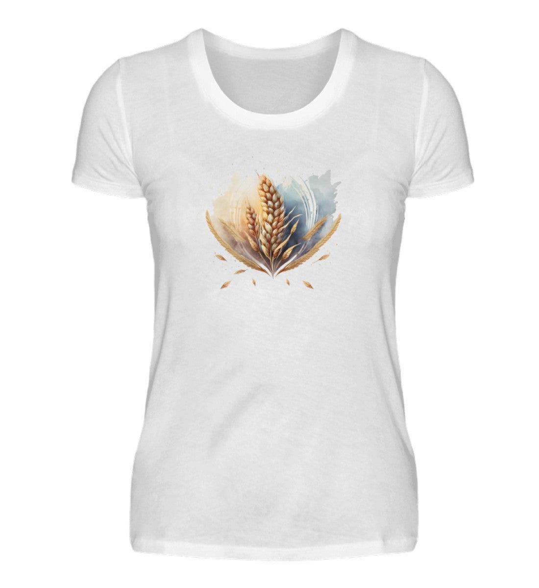 Getreide Wasserfarben · Damen T-Shirt-Damen Basic T-Shirt-White-S-Agrarstarz