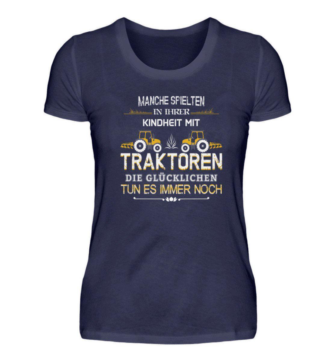 Glücklichen Traktoren spielen 2 · Damen T-Shirt-Damen Basic T-Shirt-Navy-S-Agrarstarz