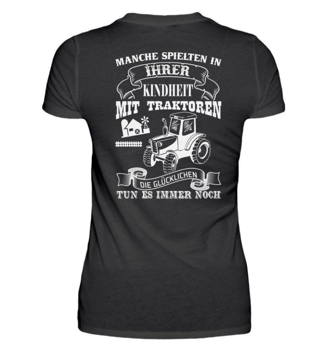 Glücklichen Traktoren spielen · Damen T-Shirt-Damen Basic T-Shirt-Black-S-Agrarstarz