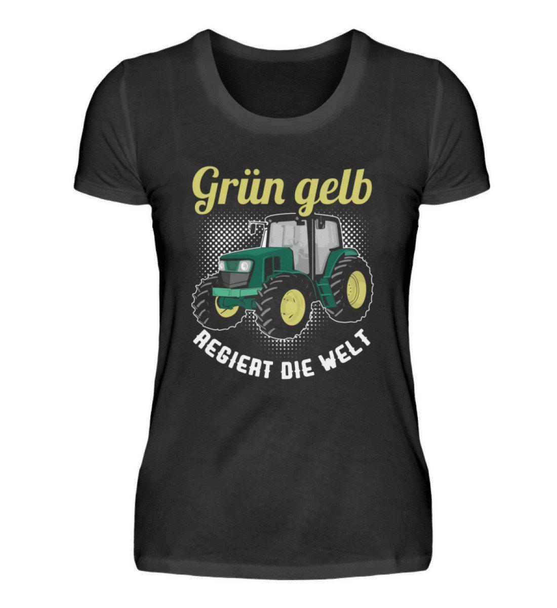 Grün gelb regiert die Welt · Damen T-Shirt-Damen Basic T-Shirt-Black-S-Agrarstarz